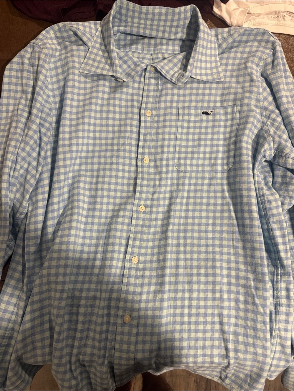 Vineyard Vines Light Blue & White Gingham Button-Down Shirt